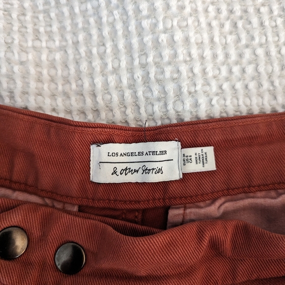 & Other Stories high rise wide leg cropped pants red orange rust - Picture 3 of 4